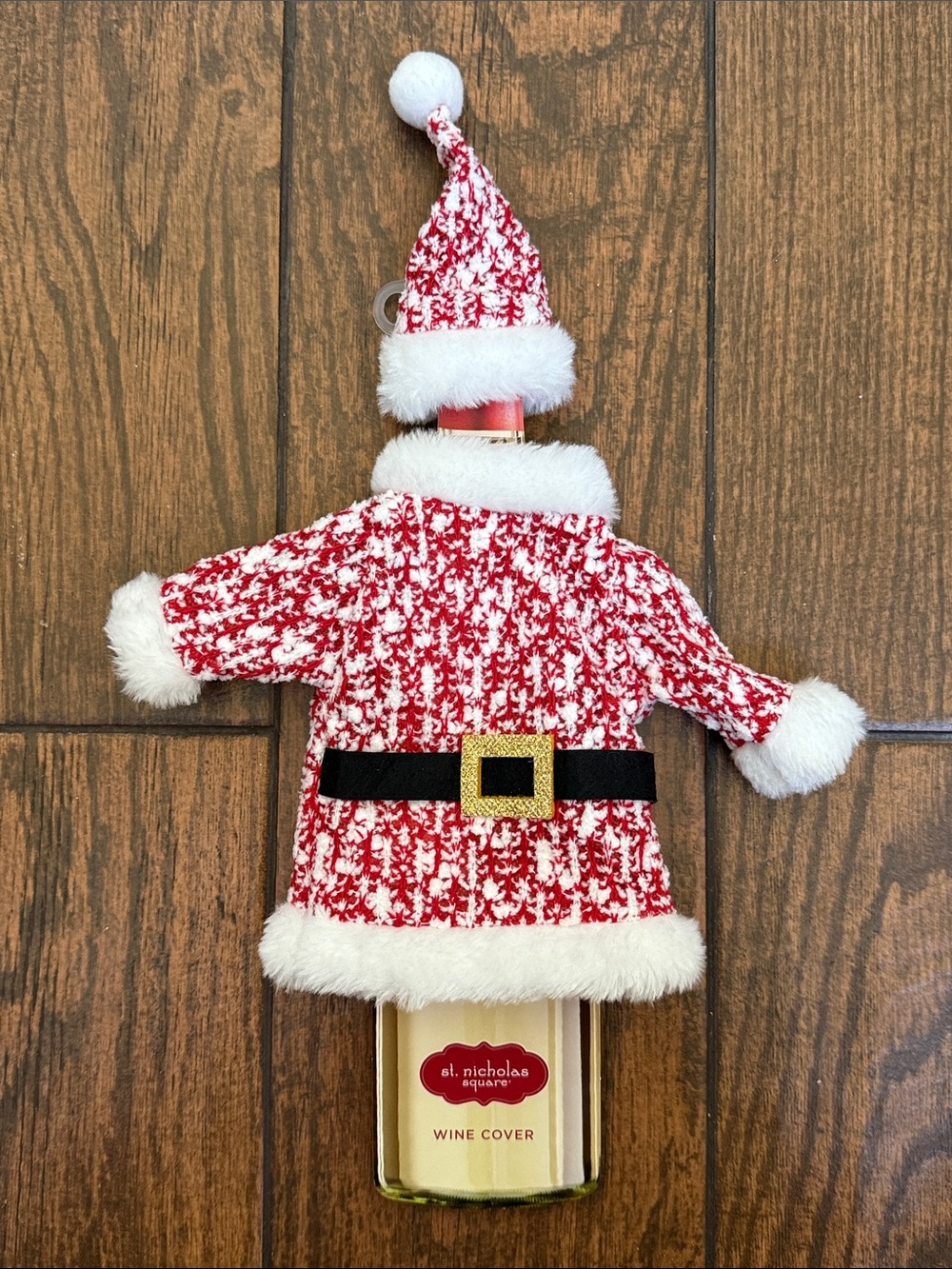 St. Nicholas Square Santa Sweaters with Hat Holiday Christmas Wine Cover - NWT